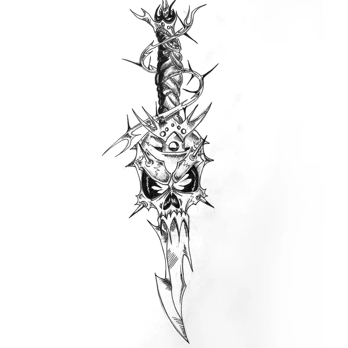 Forged Sketch II — Pencil / Ink (2024), hand-forged artwork by WickedSickArt Studio