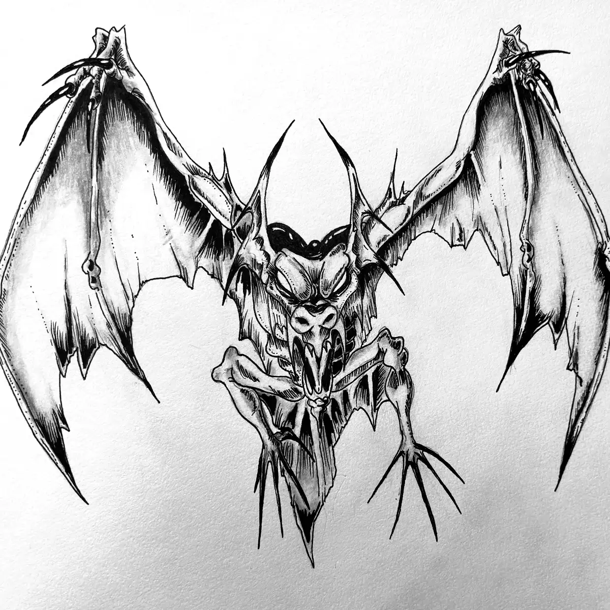 Wicked Bat — Ink (2024), hand-forged artwork by WickedSickArt Studio