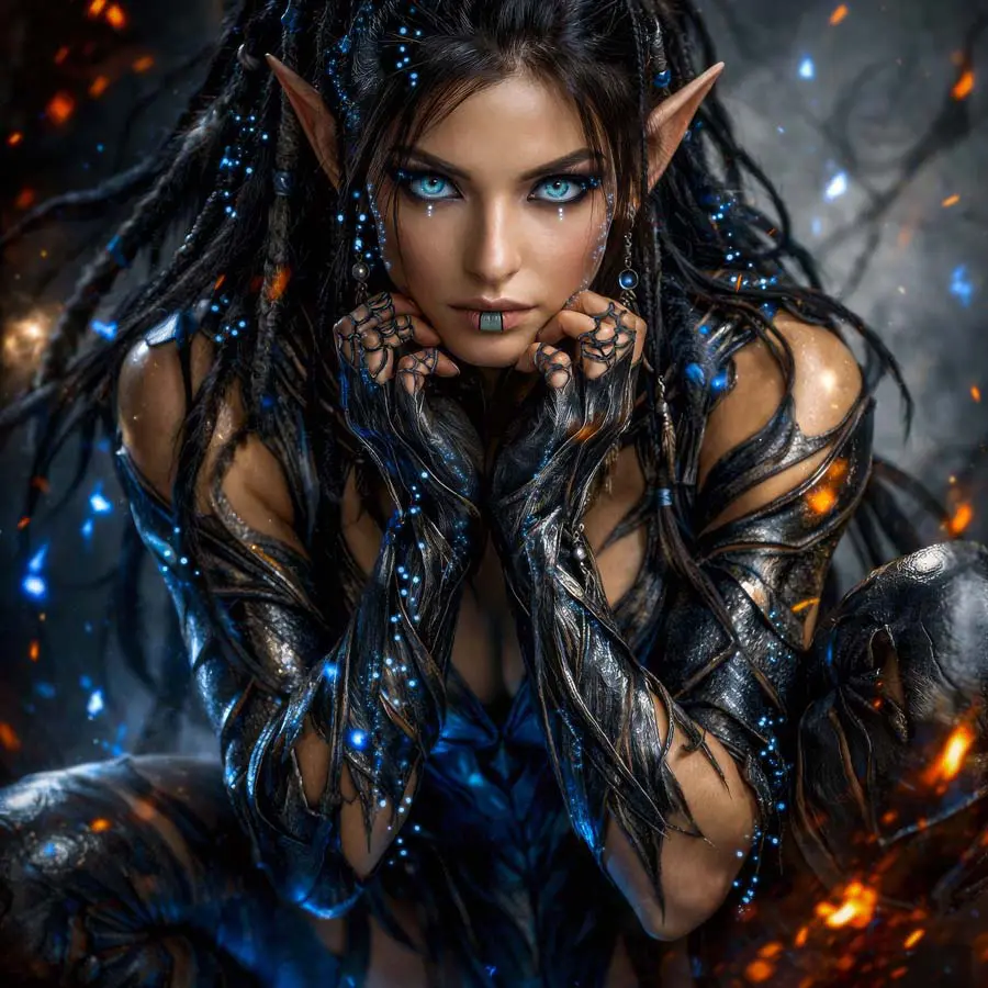 Elven Assassin of the Slate Veil artwork from the Dark Fantasy gallery at WickedSickArt Studio