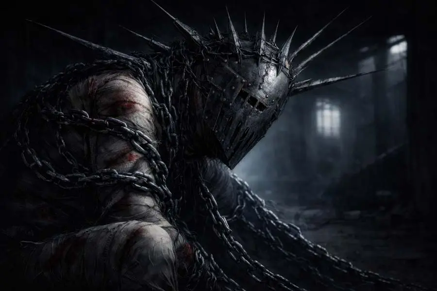 Caged Saint artwork from the Noir Edge gallery at WickedSickArt Studio