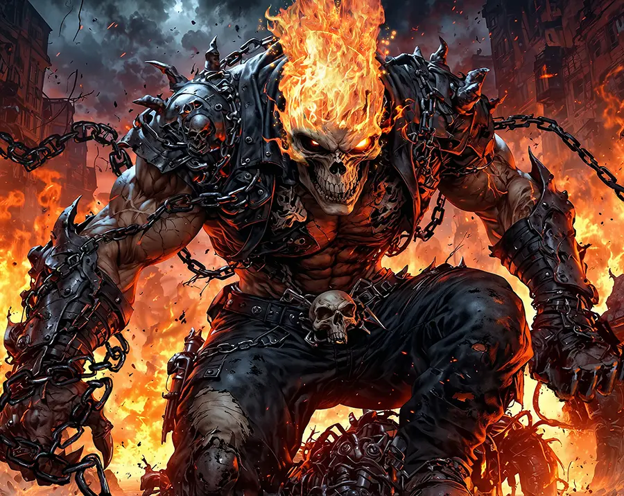 ComicWorld - Ghost Rider artwork from the Ink & Chaos gallery at WickedSickArt Studio