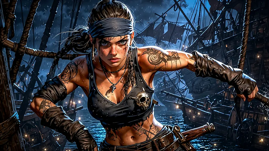 REDRUM Pirates - Crows Nest Kate artwork from the Void & Steel gallery at WickedSickArt Studio